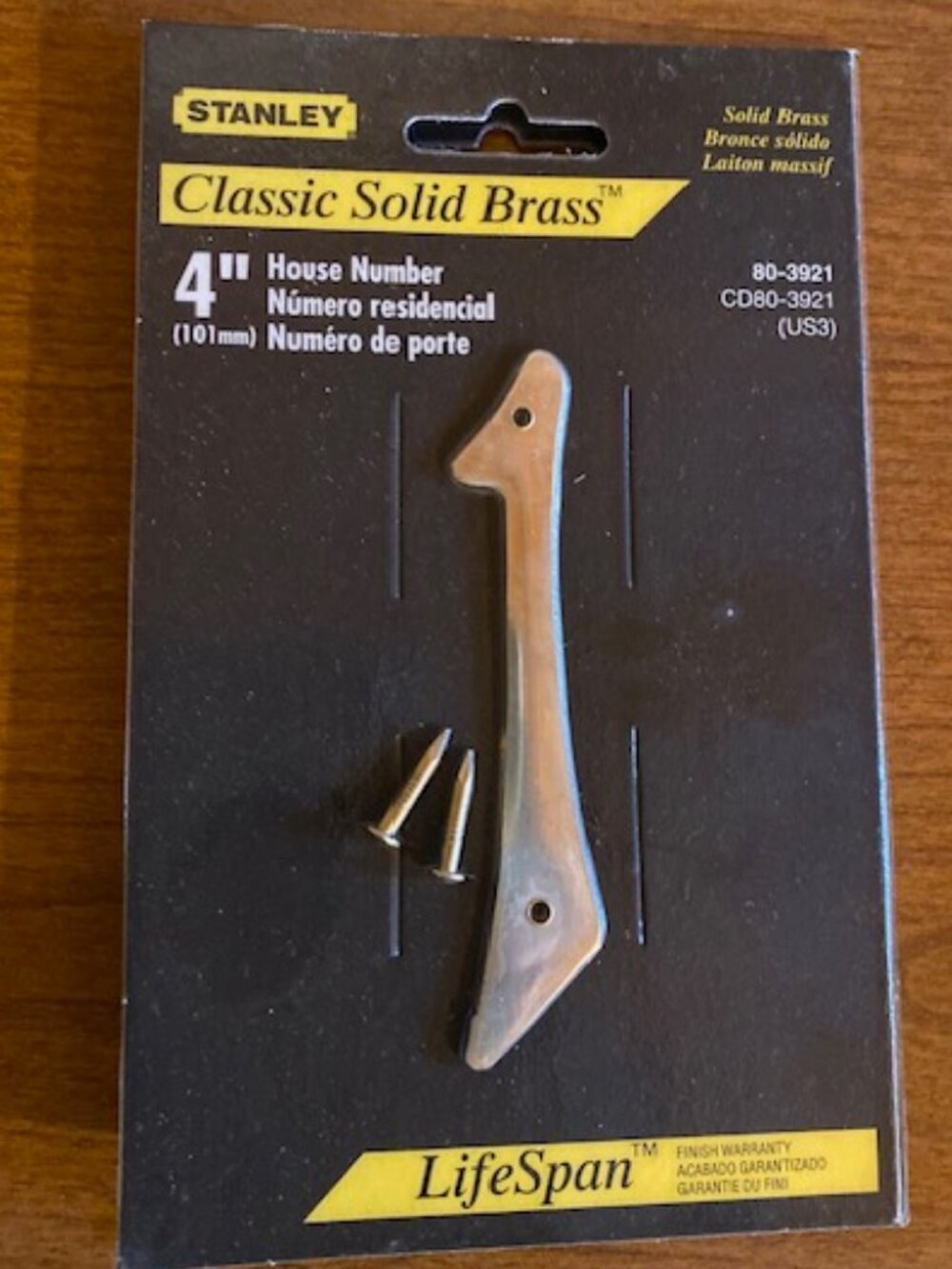 Stanley Brass House Numbers Classic Hardware Number 1 - New 4"